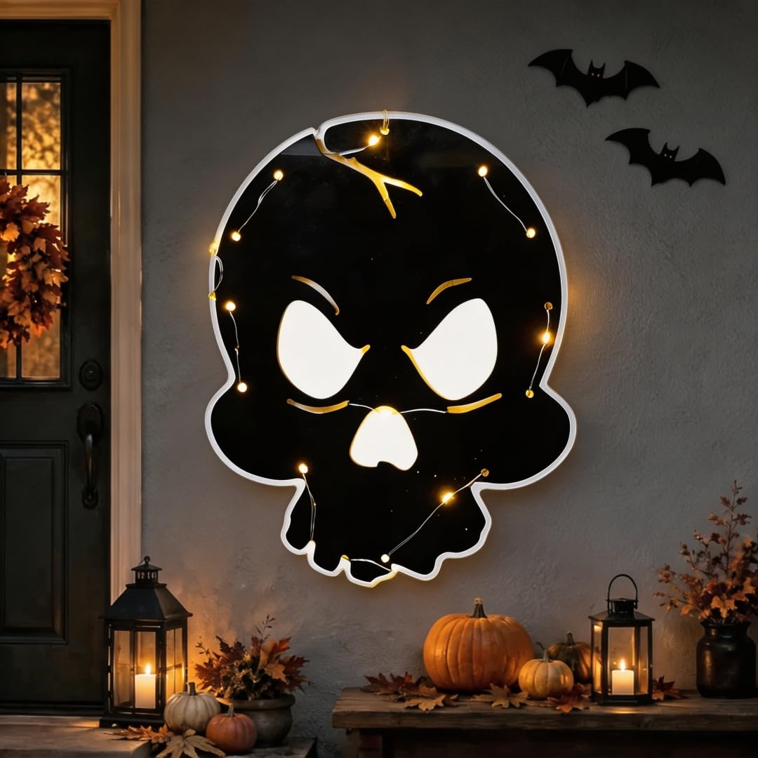Halloween Silhouette Hanging Lights Spooky Wall Decoration (P)