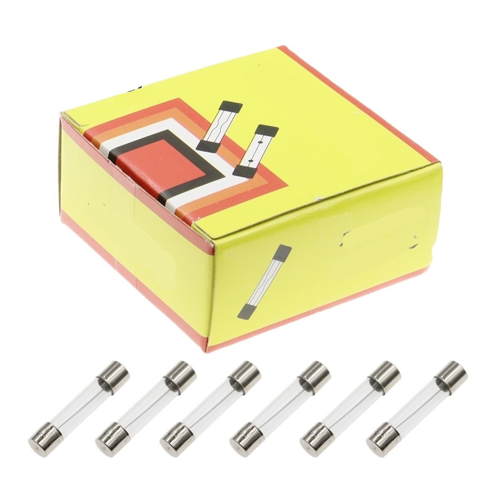 100 sztuk bezpieczników szklanych 6 x 30 mm, 6 x 30 mm, 250 V, 0,5 A, 1 A, 2 A, 4 A, 6 A, 8 A, 10 A, 15 A, 20 A, 25 A, 30 A, AMP, bezpiecznik rurowy (F5A)