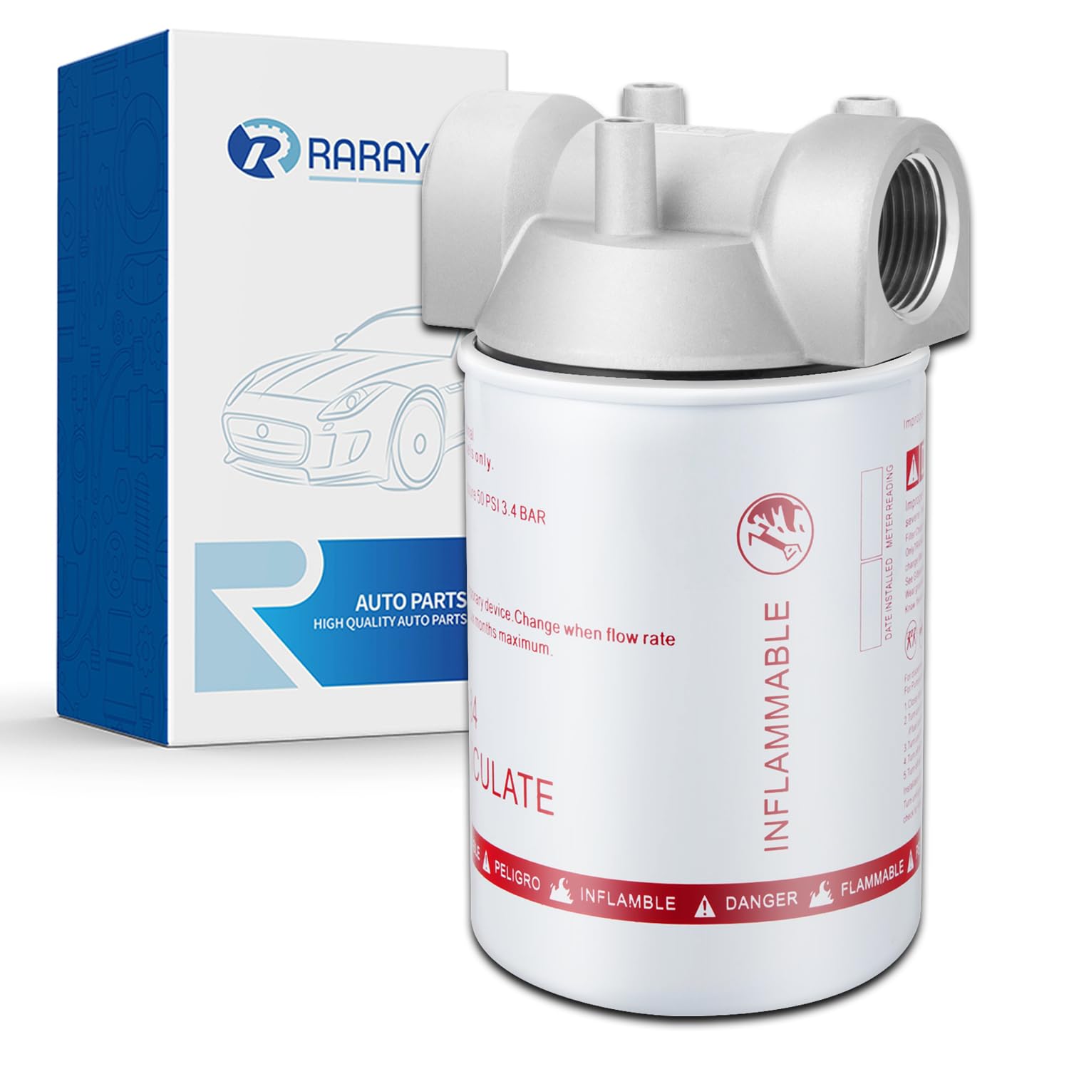 496 Fuel Transfer Tank Filter Kit for Gasoline and Diesel Water Separate 1" NPT 30 Micron Pump Filter Replaces# B10-AL