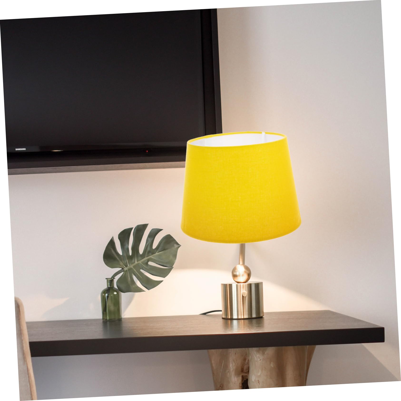 EXCEART Copri Lampada Giallo in Stoffa e Metallo, Facile da Installare, Design Semplice per Lampada da Tavolo o Applique in Camera da Letto