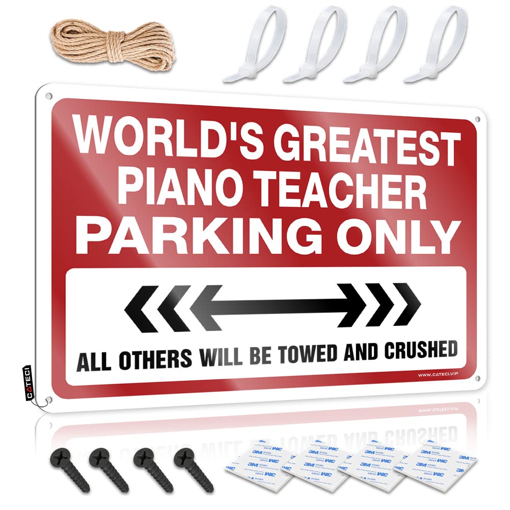 KRAZMURONGD Vintage Tin Signs Funny World'S Greatest Piano Teacher Parking Only Tin Sign Tin Signs For Garage Sign Decor(30X40CM)