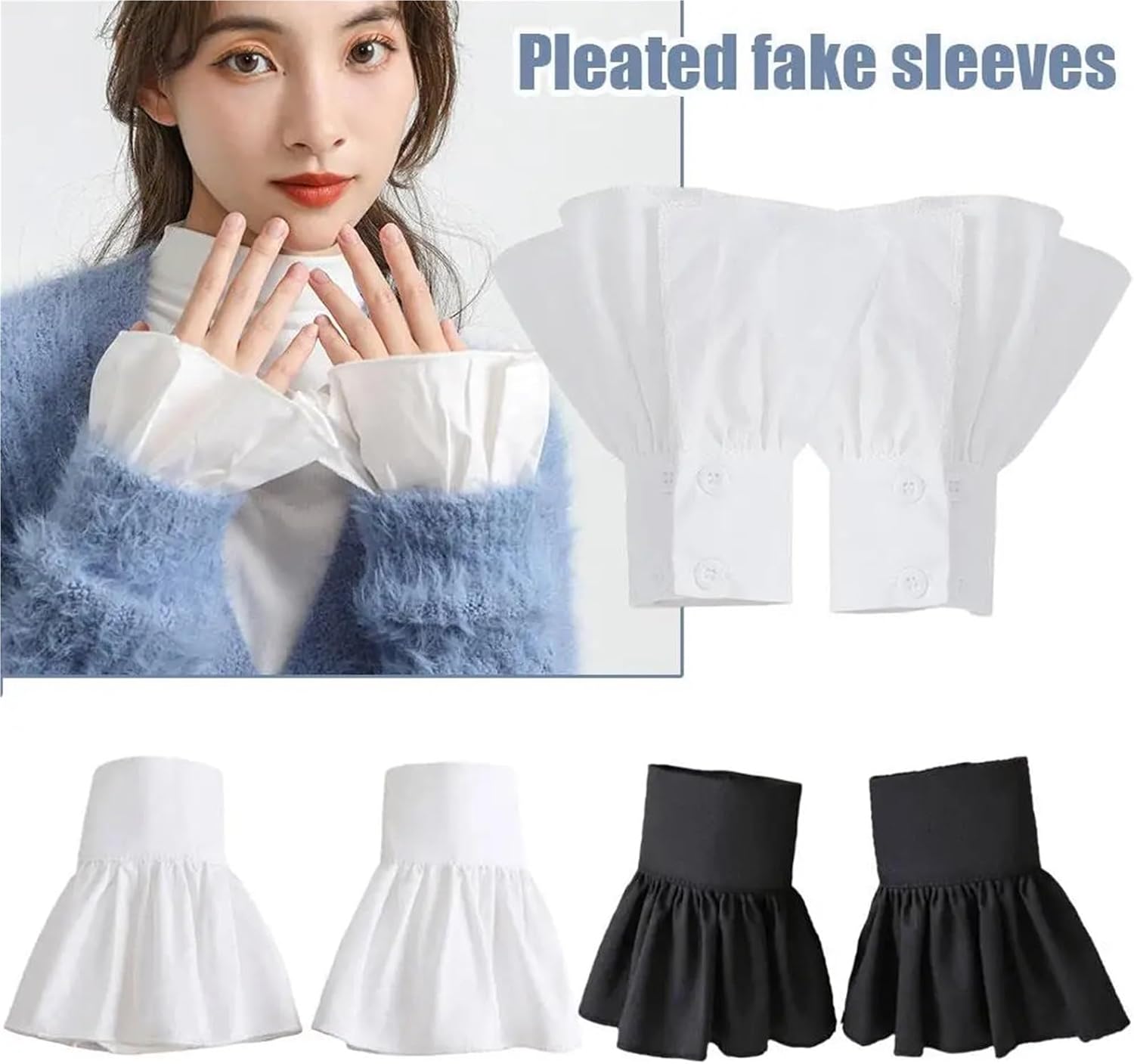 Iace cuffs 2 pair Fake Sleeve Gloves Multi Layer Ruffles Lace Cuffs Girls Princess Sweater Accessories