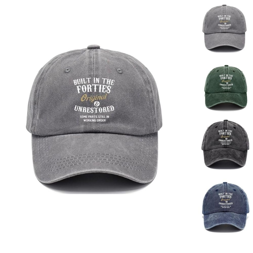 Built in The Forties Hat， Original Unrestored All Parts Still in Working Order Classic Print Baseball Caps Hats for Men Women, Grey, 1
