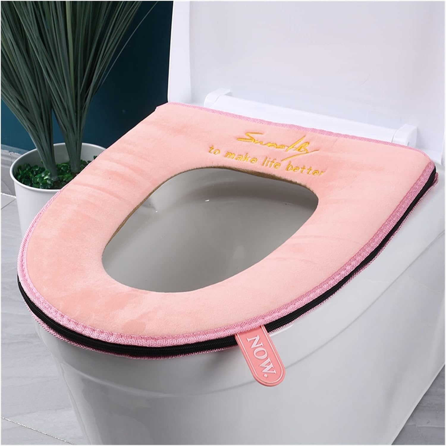 Toilet Seat Cover with Handle Zipper Toilet Accessories Bathroom Decoration Accessories Toilet Cushion