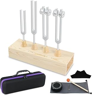EASTROCK Tuning Fork 4 pcs Set for Music (384 hz, 256 hz, OM136.1 hz, 128 hz) for Sound Healing Meditation Energy Work Therapy Yoga - 4pcs Tuned Forks