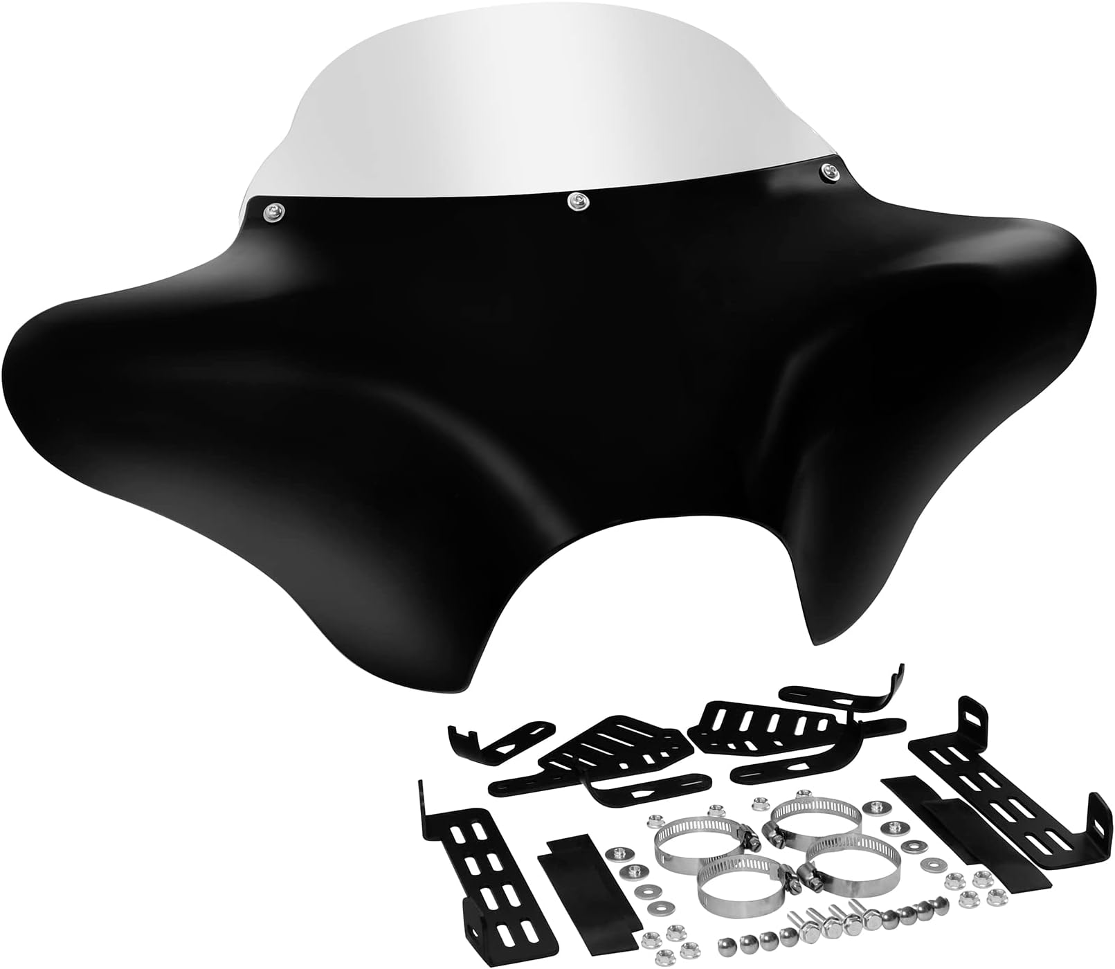 TCT-MOTORPARTS ABS Front Outer Batwing Fairing Windscreen w/Mount Blacket Fit For Harley Touring Softail Dyna Road King 1994-2016 Fat Boy Street Bob Yamaha V Star 650 1100 classic Suzuki