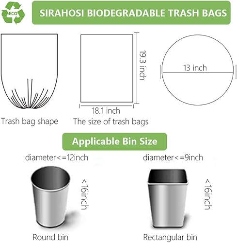 Miniatura 7 de Bolsas de basura pequeñas de 3 galones biodegradables y compostables para baño, 100 unidades, sin perfume, a prueba de fugas, bolsas de basura