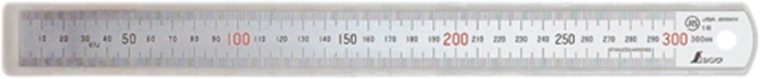 Shinwa Sokutei 13463 Straight Scale, Silver, Top and Bottom Level, 0.04 inch (1 mm) Pitch, 11.8 inches (30 cm)