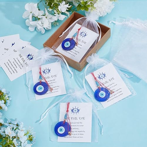 Miniatura 4 de OLYCRAFT 12 colgantes de ojo turco azul turco para el mal de ojo, colgante de cristal de buena suerte, amuleto griego, cuentas con cuerdas para