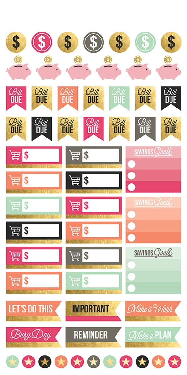 Papier House Productions Planer-Aufkleber – Embrace Heute, 3 Pack Mit 4 Blättern, Bunte Designs