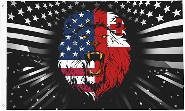 Tongan USA Flag Tonga Lion Face Double-Sided 3x5 FT Outdoor Flag - Sturdy Thick Fabric, Vibrant Colors2