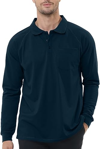 TIHEEN Camisa Polo de Golf para Hombre, Tallas Grandes, Absorbente de Humedad, de Alto Rendimiento, con Bolsillo, de Manga Corta