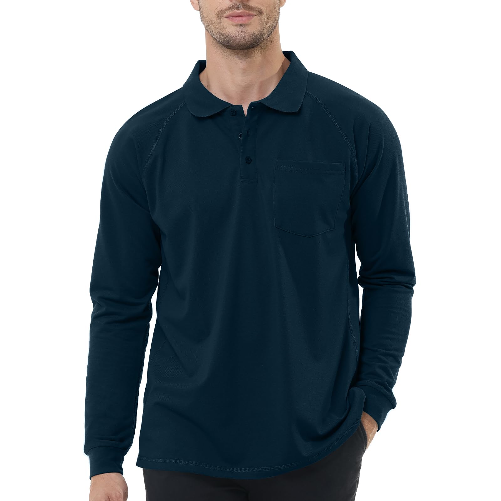 TIHEEN Men's Big & Tall Moisture Wicking Performance Golf Polo Shirt with Pocket Short Sleeve