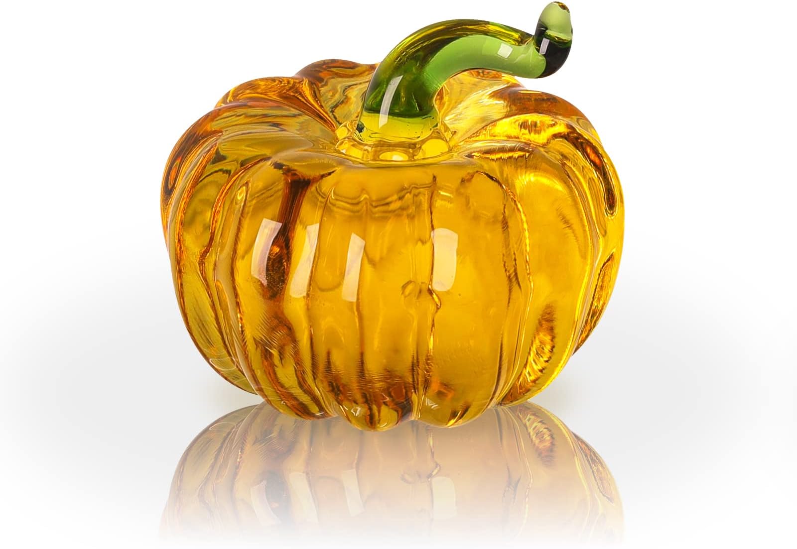 LONGWIN Mini Crystal Pumpkin Collectible Figurines Glass Paperweight Tabletop Decorative Ornaments for Fall Harvest Thanksgiving Halloween Home Decor Gold