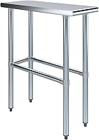 Vista 24 de AmGood Mesa de trabajo de acero inoxidable con base abierta, banco de trabajo de metal