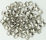 100pcs 10mm Square DIY Leathercraft Metal Punk Spikes Spots Pyramid Studs Nailheads (Silver)