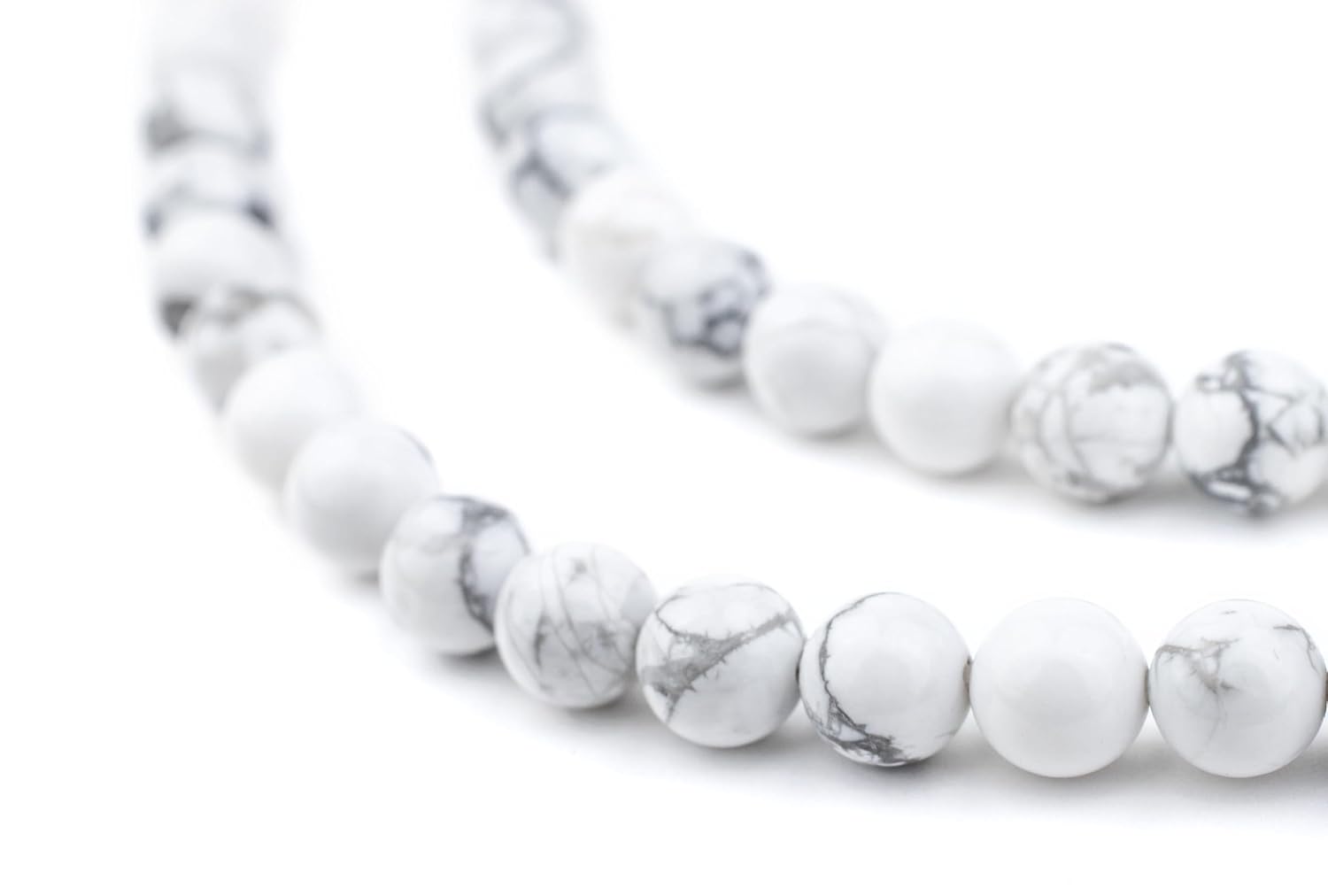 White Round Howlite Beads (6mm): Organic Gemstone Round Spherical Energy Stone Healing Power Crystal for Jewelry Bracelet Mala Necklace Making