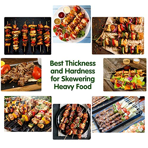 Minisland 12 Inch Premium Bamboo Skewers for Grilling 4mm Thick Sturdy BBQ Shish Kabob Heavy Food Sticks 100 Counts in 2 Packs-MSL141