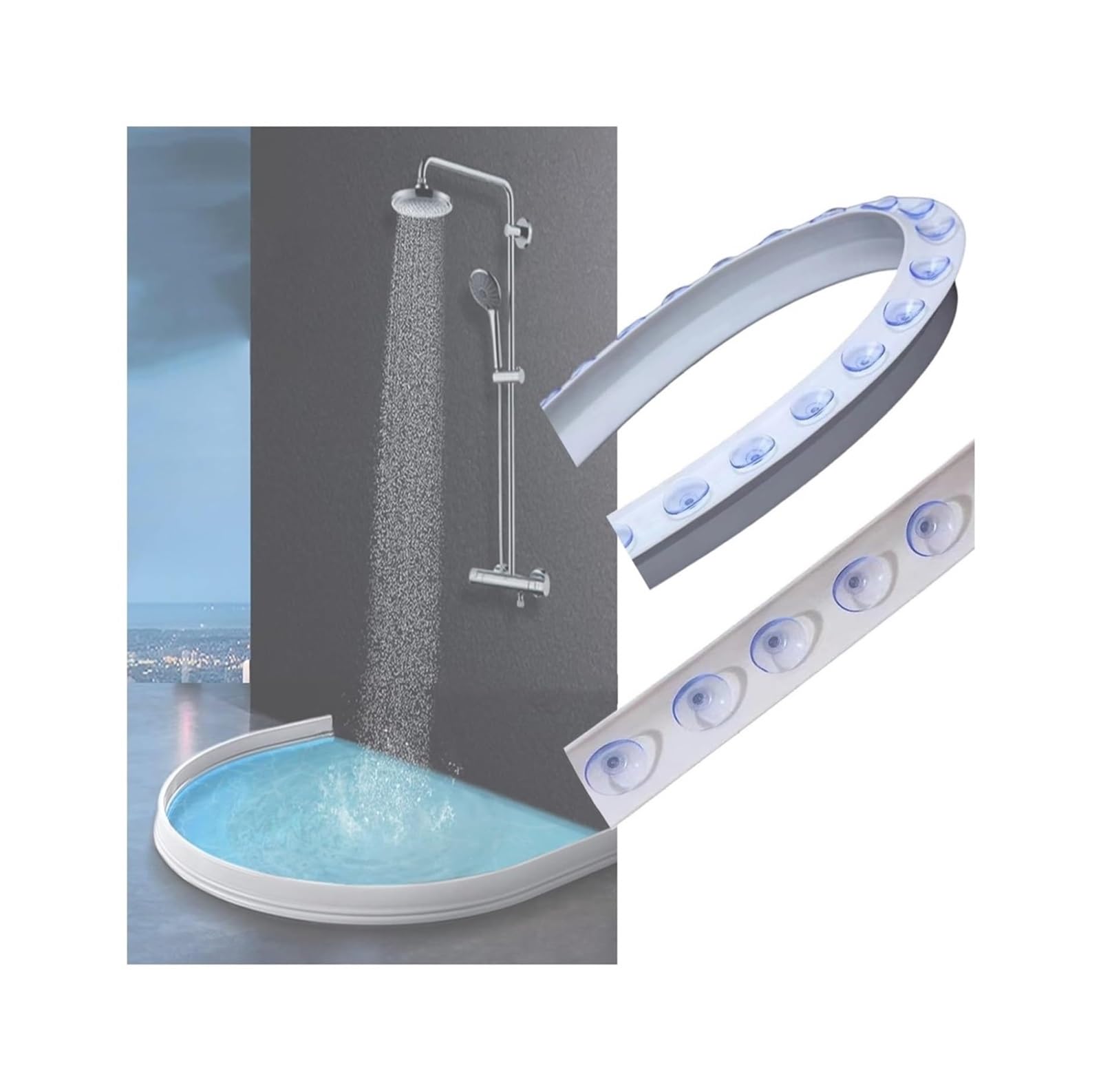 Striscia di Tenuta per Piatto Doccia, Striscia barriera Acqua in Silicone Bianca di Varie Dimensioni(200cm(79in))