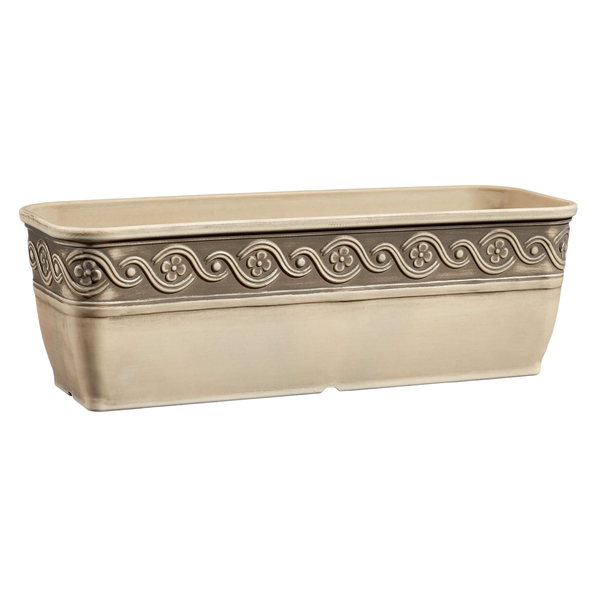 Classic Home and Garden Corinthian Trough Planter, 10", Ivory Ash
