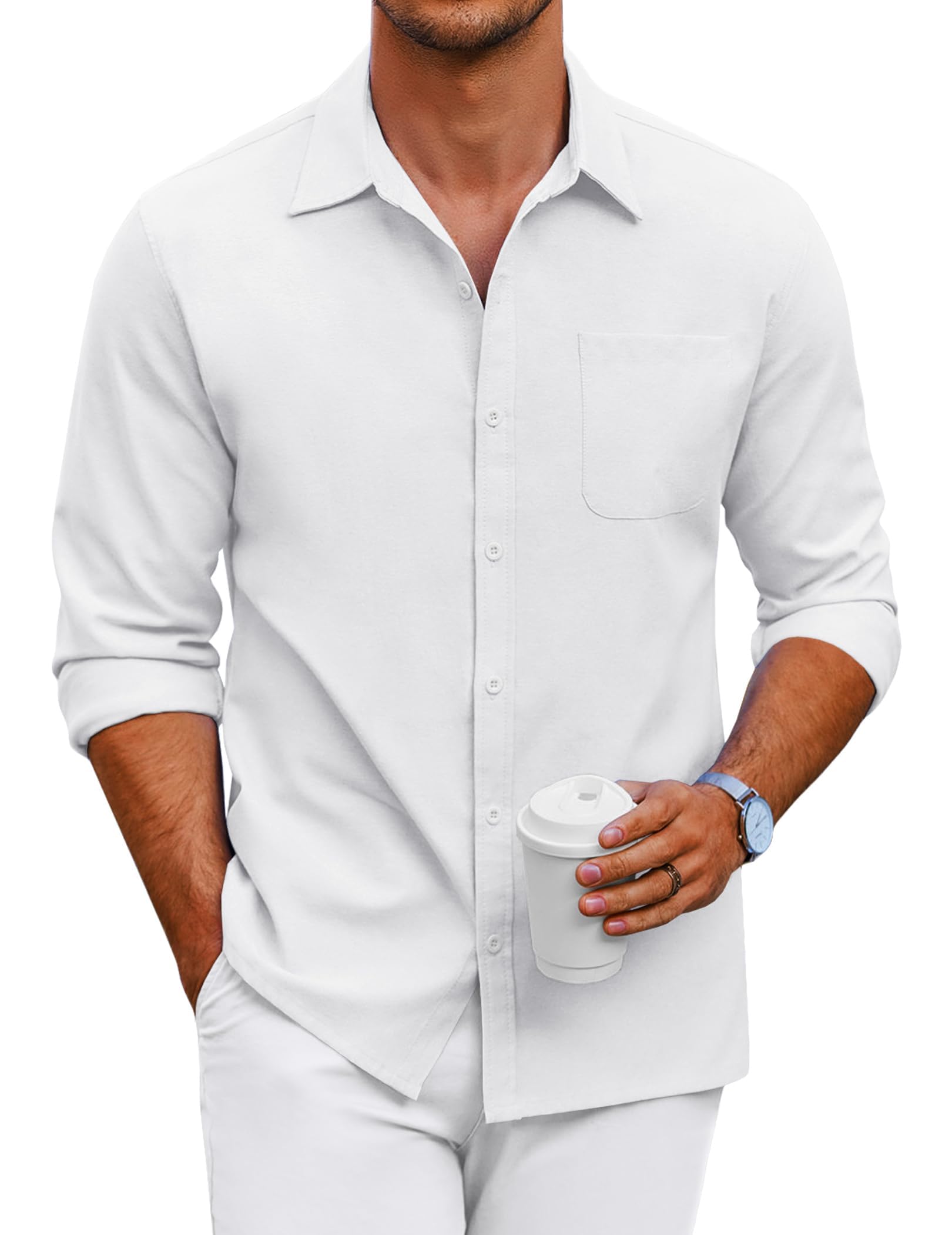 COOFANDY Hemd Herren Langarm Freizeithemd Oxford Hemd Männer Business Casual Button Down Langarmhemd Baumwolle Hemden Regular Fit