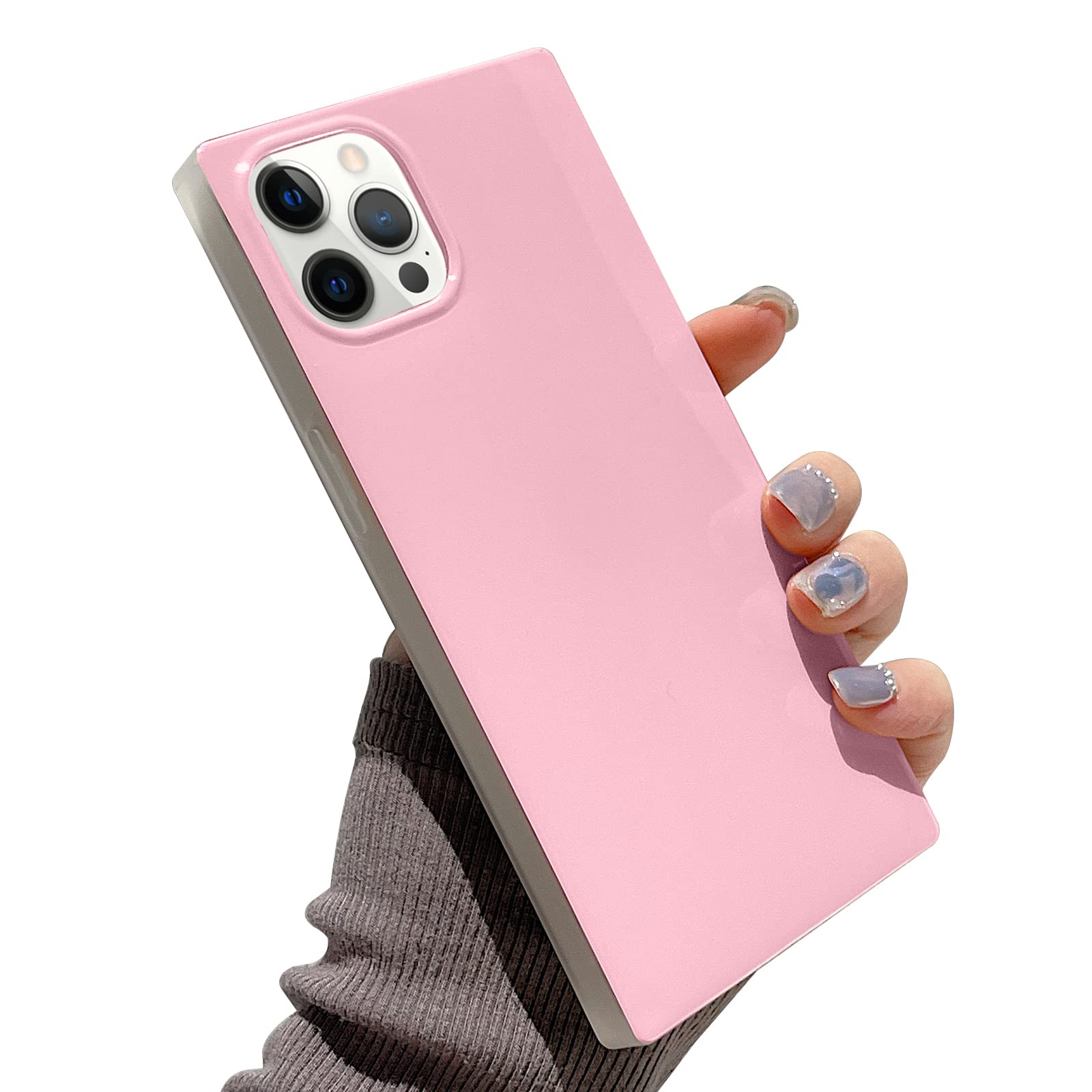 Omorro Compatible with iPhone 13 Pro Max Case Rectangle Soft Bumper Anti-Drop Anti-Scratch Shock Absorption Protective Wireless Slim Cover for Women