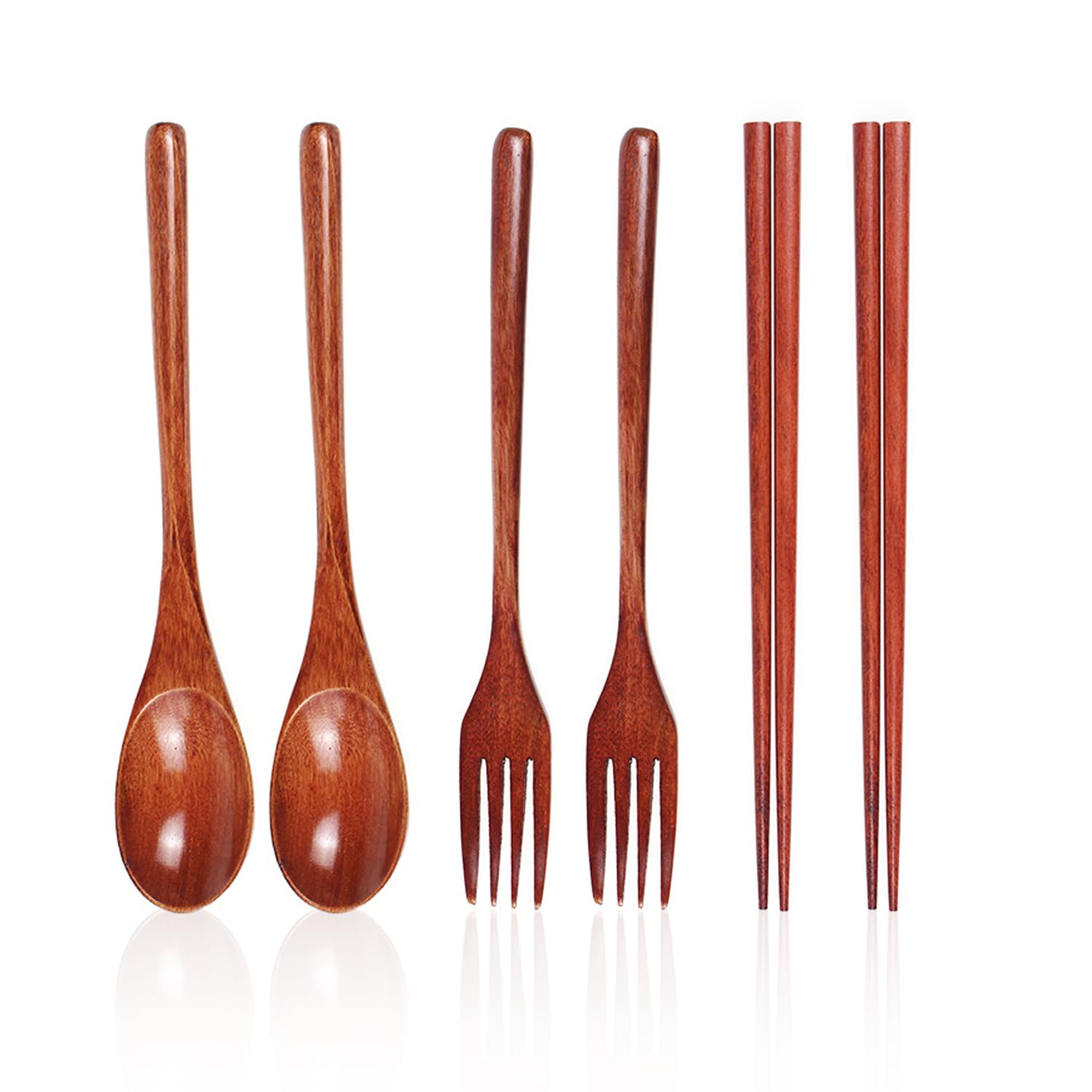 6-Piece Wooden Tableware Set, Including Wooden Spoon, Fork, Soup Spoon, Japanese Style Household Tableware, Suitable for Hotels and Restaurants.