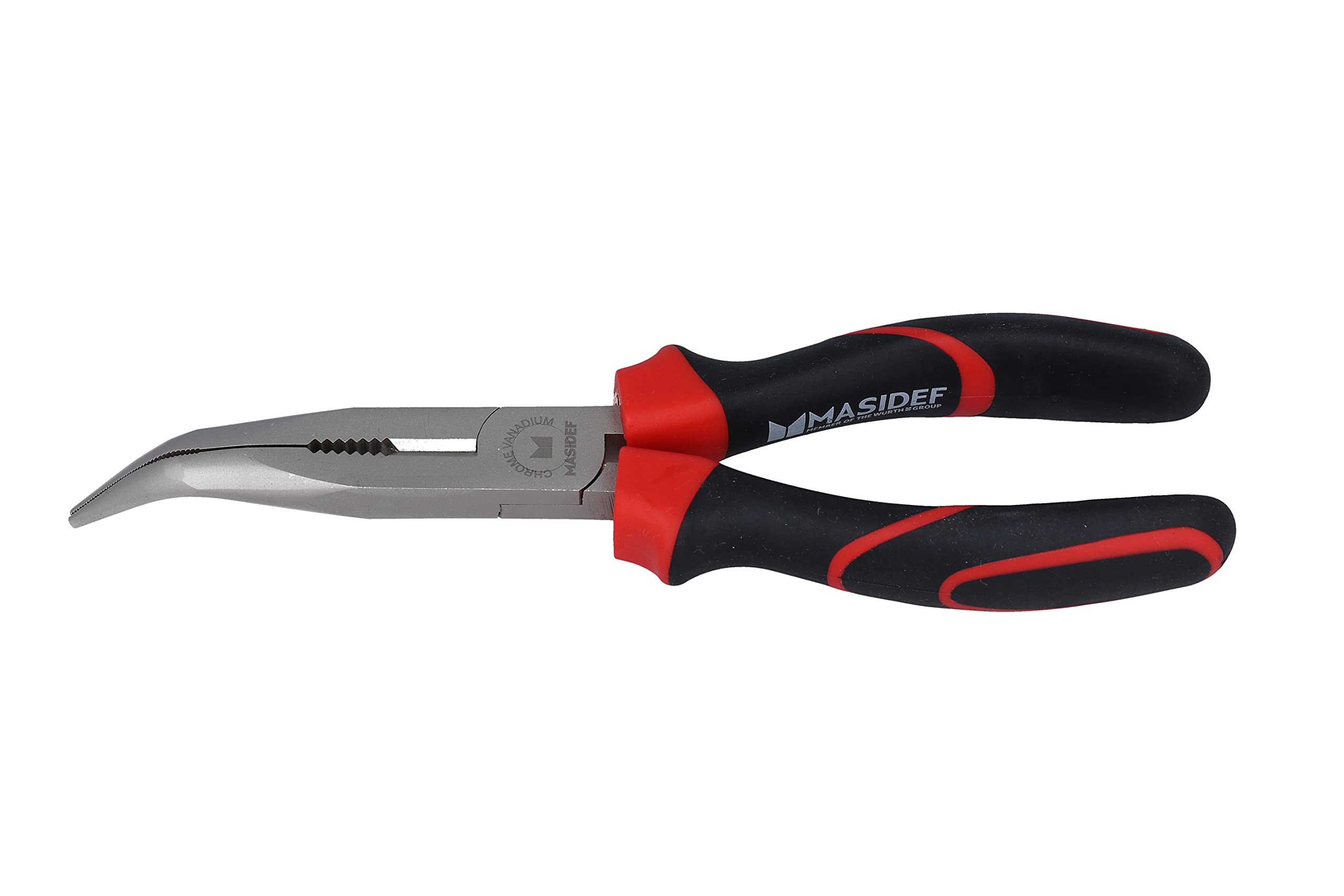Pinza picos semitondos curvos cromo vanadio 200 mm.