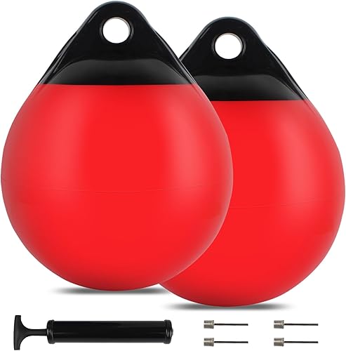 Boat Buoy Ball,10" 12" 15" Dia Vinyl Inflatable Mooring Buoy with Needles and Pump, Fender Ball Round Anchor Buoy for BoatYacht, Round Boat Mooring
