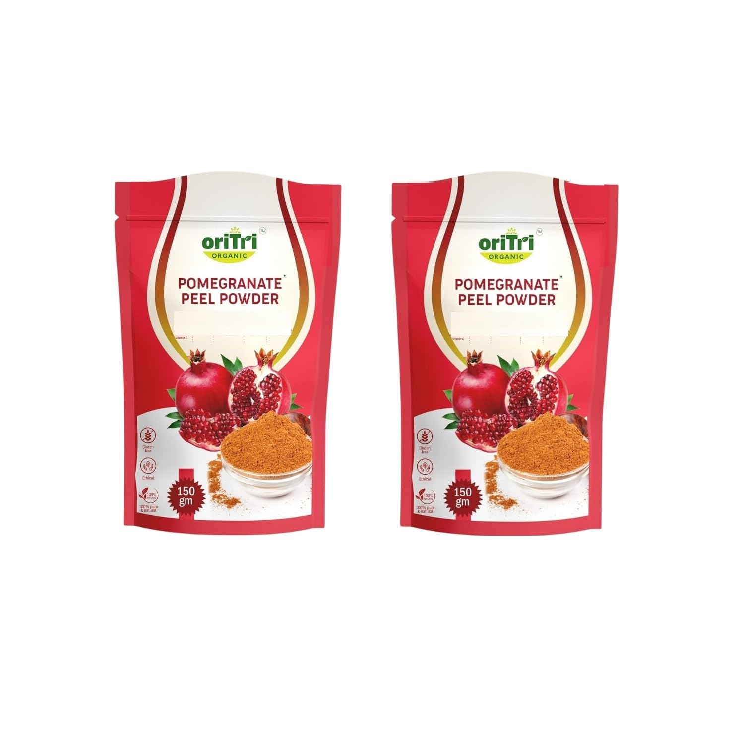 Pomegranate Peel Powder 150 Grams Rich in Antioxidants, For Skin Brightening, Acne & Hair Fall Care, Supports Immunity & Diabetes Management (Pack of 2)