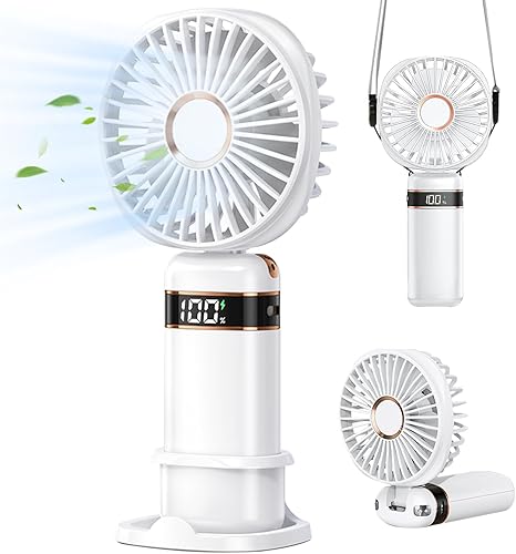 Mini ventilador portátil de mano recargable, pequeño ventilador personal con pilas, uso como soporte para teléfono, ventilador de mano, mini
