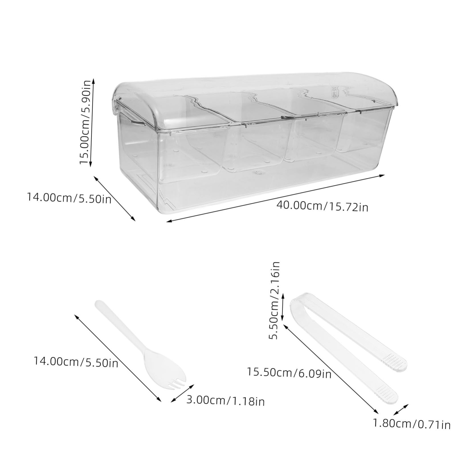 INOOMP Contenitore Condimenti Refrigerato Trasparente con Scomparti e Coperchio Organizer Salate Portatile per Feste Picnic e Barbecue Multiuso con Forchette e Clip