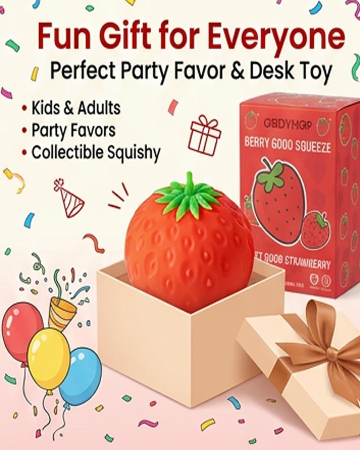 Giant Big Squeeze Strawberry Squishy Fidget Toys Adults Slow Rise Squeezable Realistic Fruit Ball Sensory Toy Strawberry Model Simulation Pressure Release Stress Anxiety Relief Party Favor