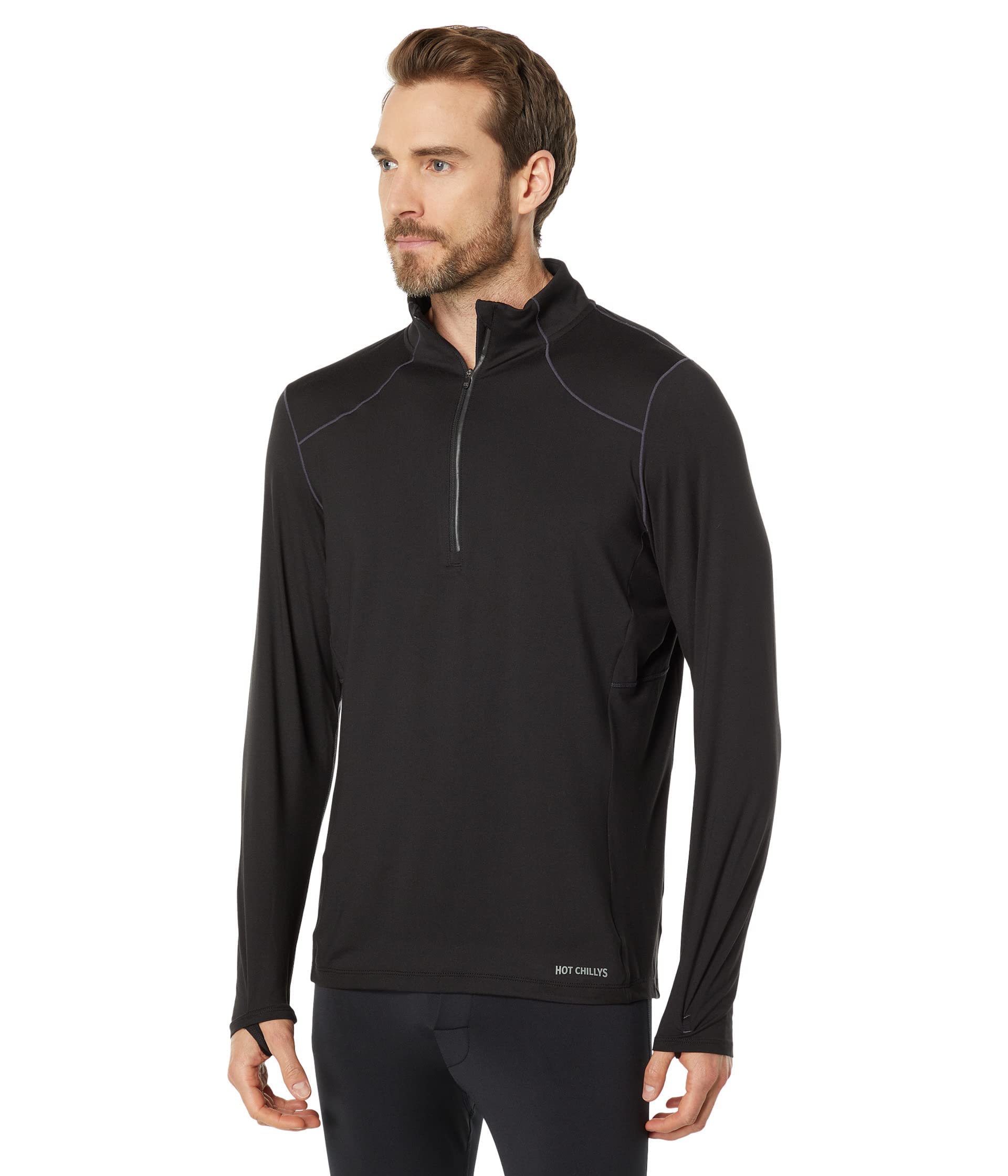 Hot ChillysMen's Clima-Tek Zip T Breathable Moisture-Wicking Midweight Relaxed Fit Base Layer