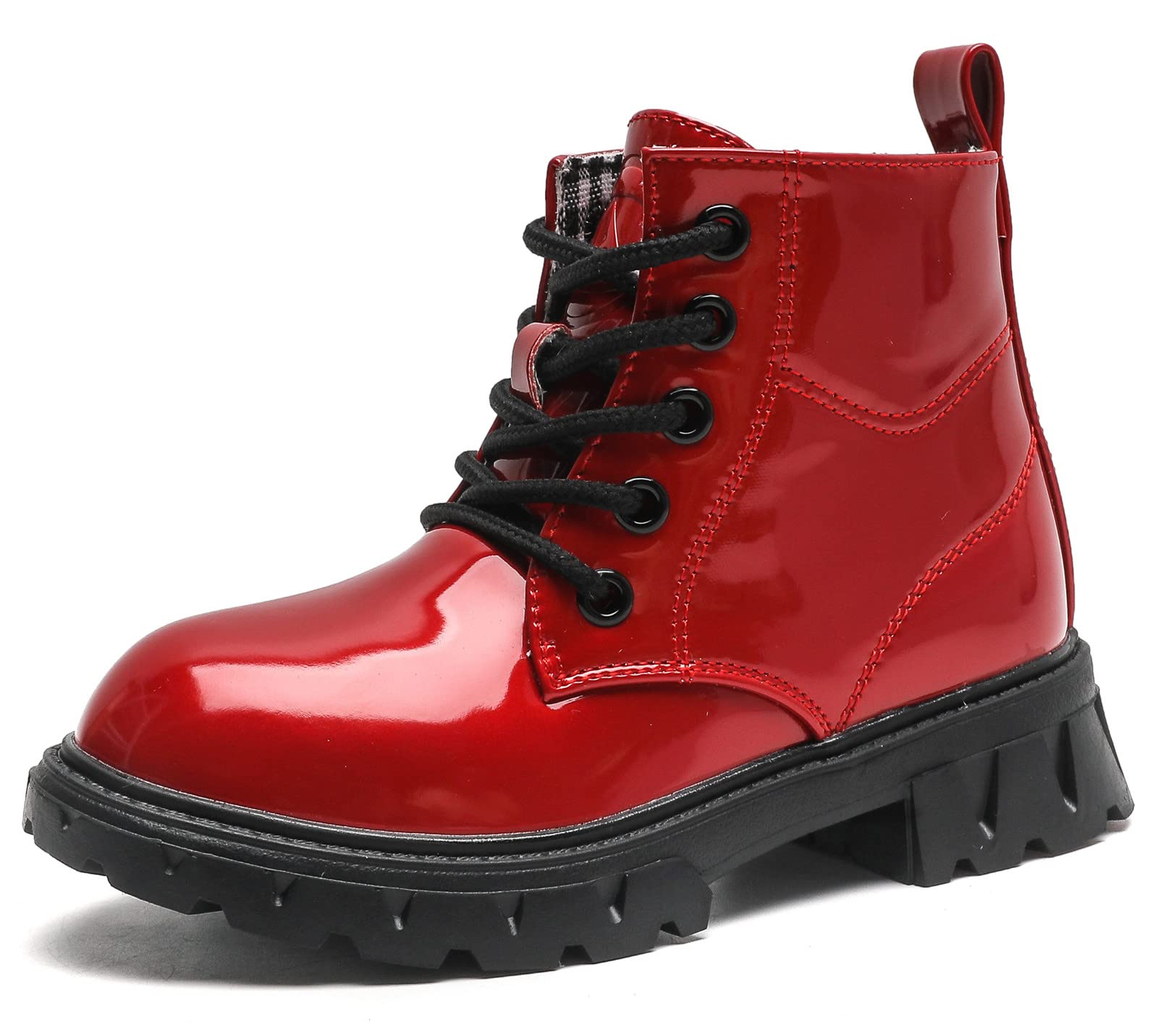 DADAWENBoys Girls Glitter Ankle Boots Kids Lace Up Waterproof Combat Shoes  With Side Zipper for Toddler/Little Kid/Big Kid