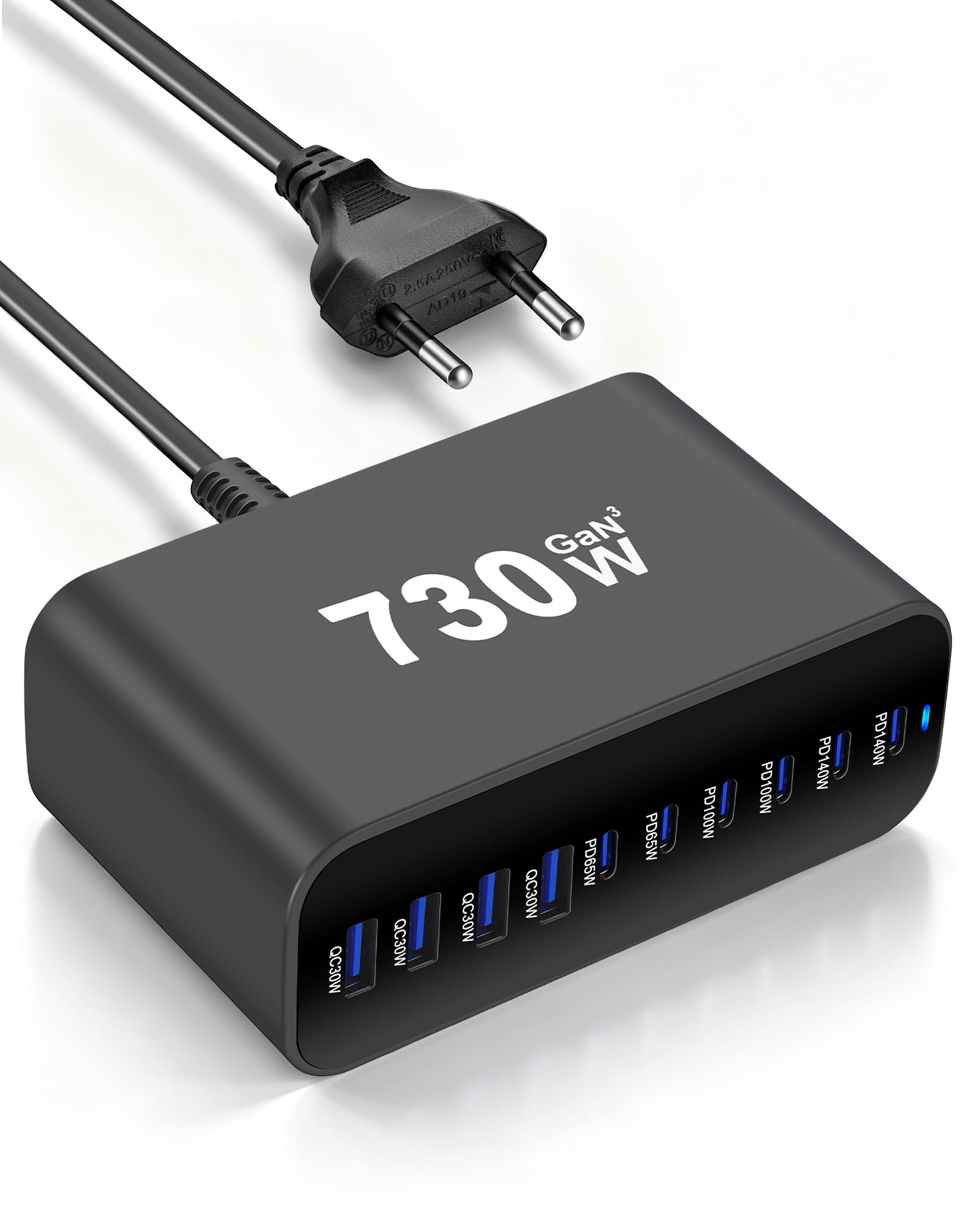Caricabatterie USB C GaN 730W 10 porte PD 3.1 140W per PC portatile mobile
