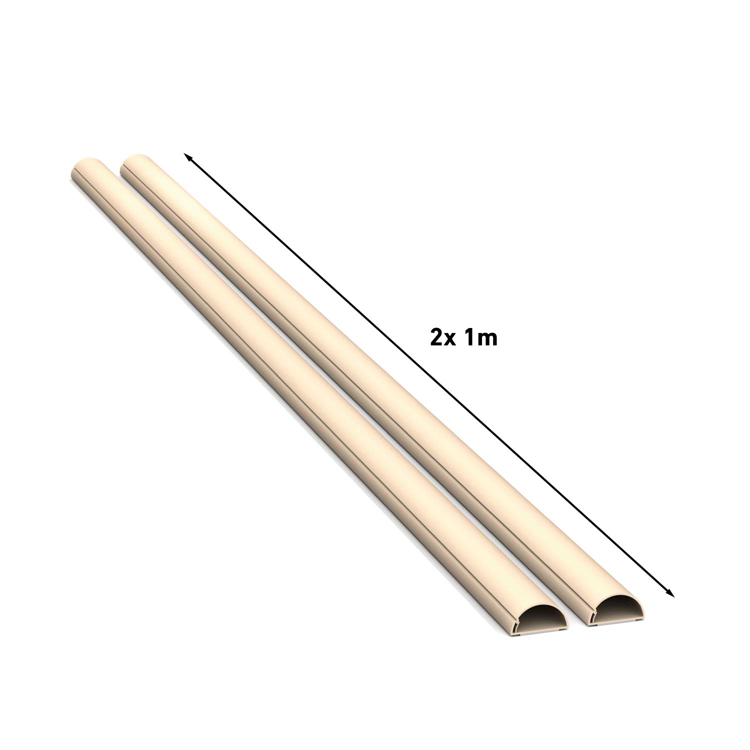 D-Line listwa kablowa, 2 szt., półokrągła osłona kabli, możliwość malowania, samoprzylepna osłona kabli, zarządzanie kablami, 2 x 30 mm (szer.) x 15 mm (wys.) x 1 m dł. (2 m), kremowa (Magnolia)