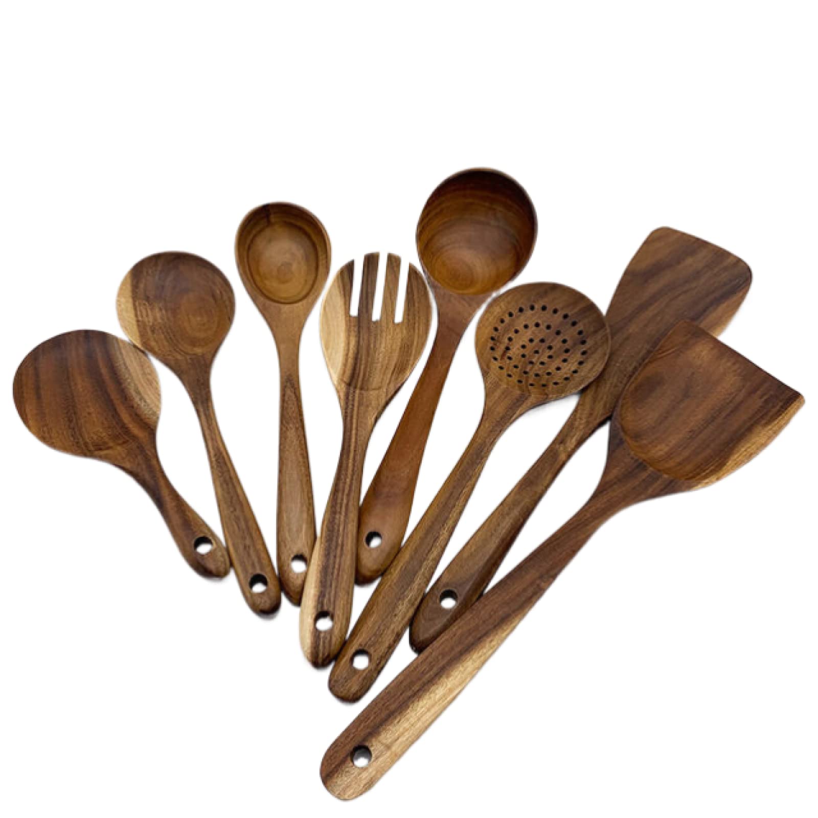 GTHTUHFD Cooking Spatulas And Spoons,Spoon Setcooking Utensils Set Wooden Kitchen Utensils Set Natural Teak Wooden Cooking Utensils For Non Stick Pan