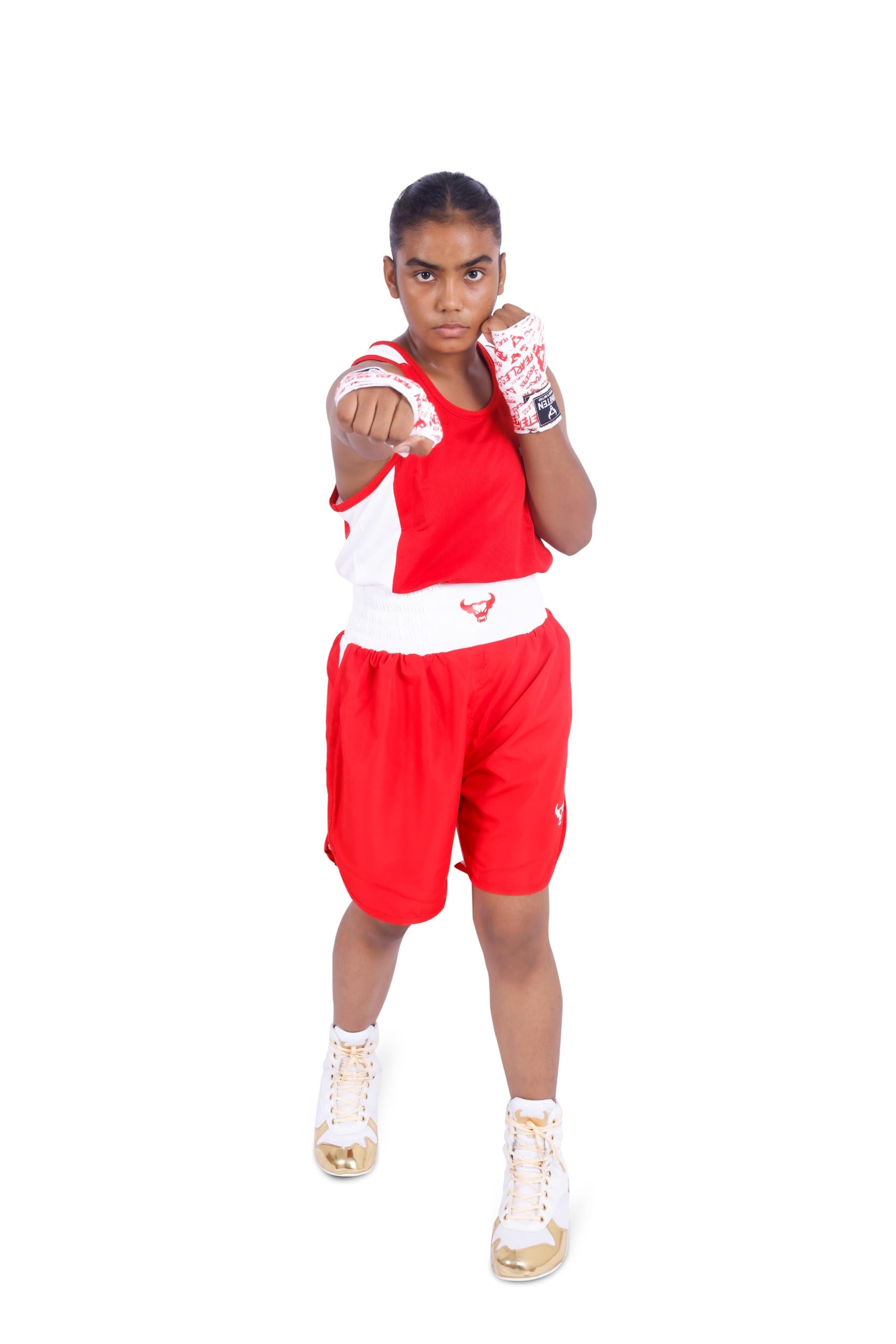 UNITEN Womens Boxing Set | Tank Top and Shorts | Boxing Clothes | Boxing Vest & Shorts Set (Red, S) 4
