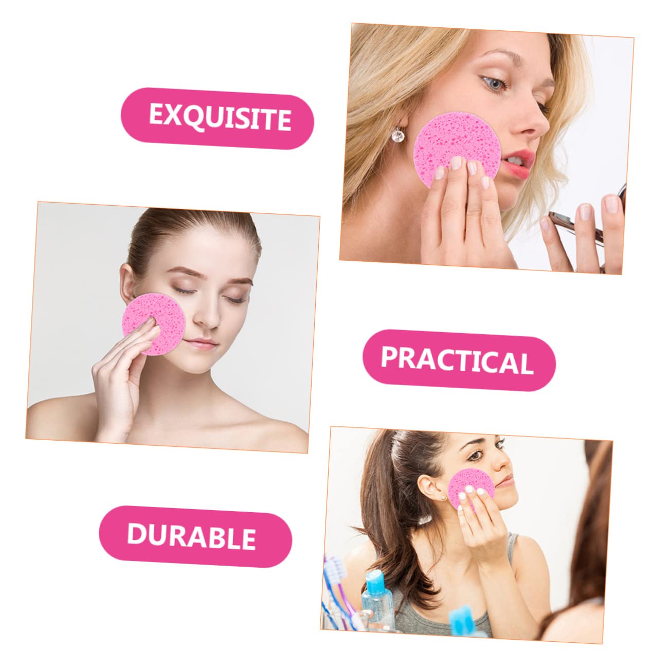 minkissy 100pezzi Spugne Per Pulizia Facciale Rotonde Morbide e Comfortevoli Per Rimuovere Trucco e Pulire Viso Confezione Materiale Sicuro e Pratico Per Viaggi