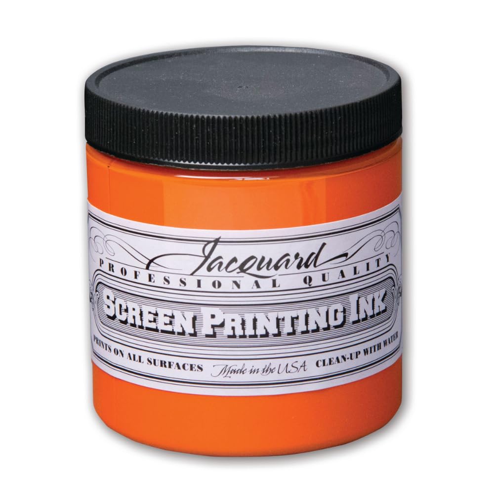 Jacquard Orange Water Based Screen Printing Ink, 8 Oz – Fabric Paint For T-Shirts, Textiles & Art Projects