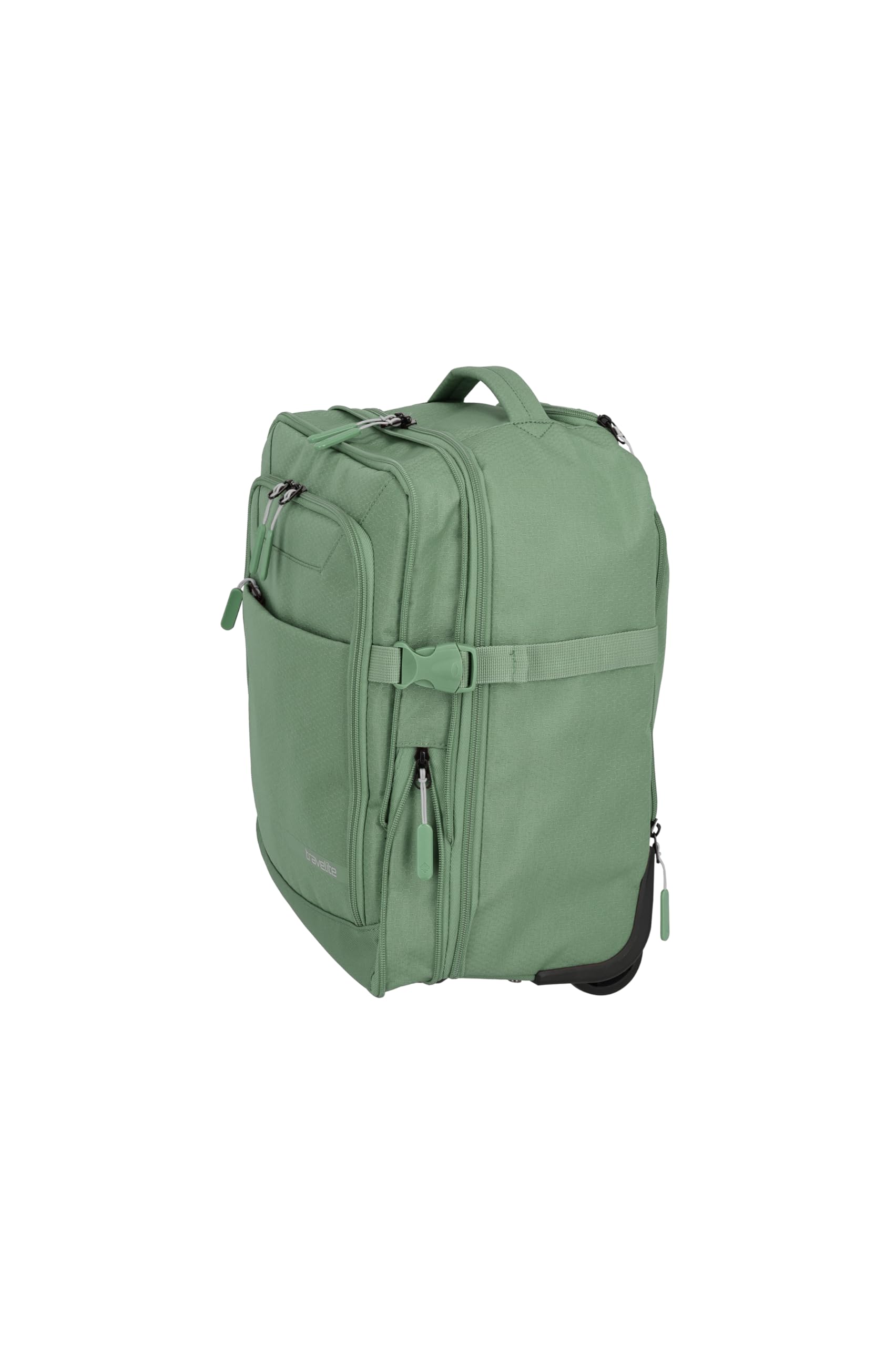 Travelite Rucksack KICK OFF, Laptopfach 15,6 Zoll, Handgepäck Rucksack mit Rollen und Teleskopgestänge, vielseitiger Reiserucksack, 30 x 40 x 20/23 cm, 24/28 L