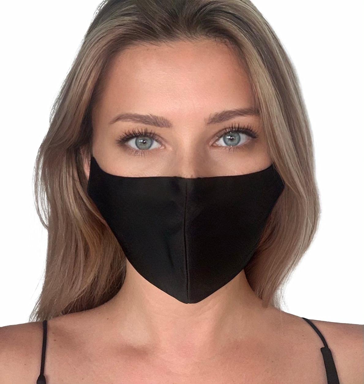 Premium Silk Face Mask, Ultra-soft, Lightweight, Adjustable, Reusable, Washable (Black)