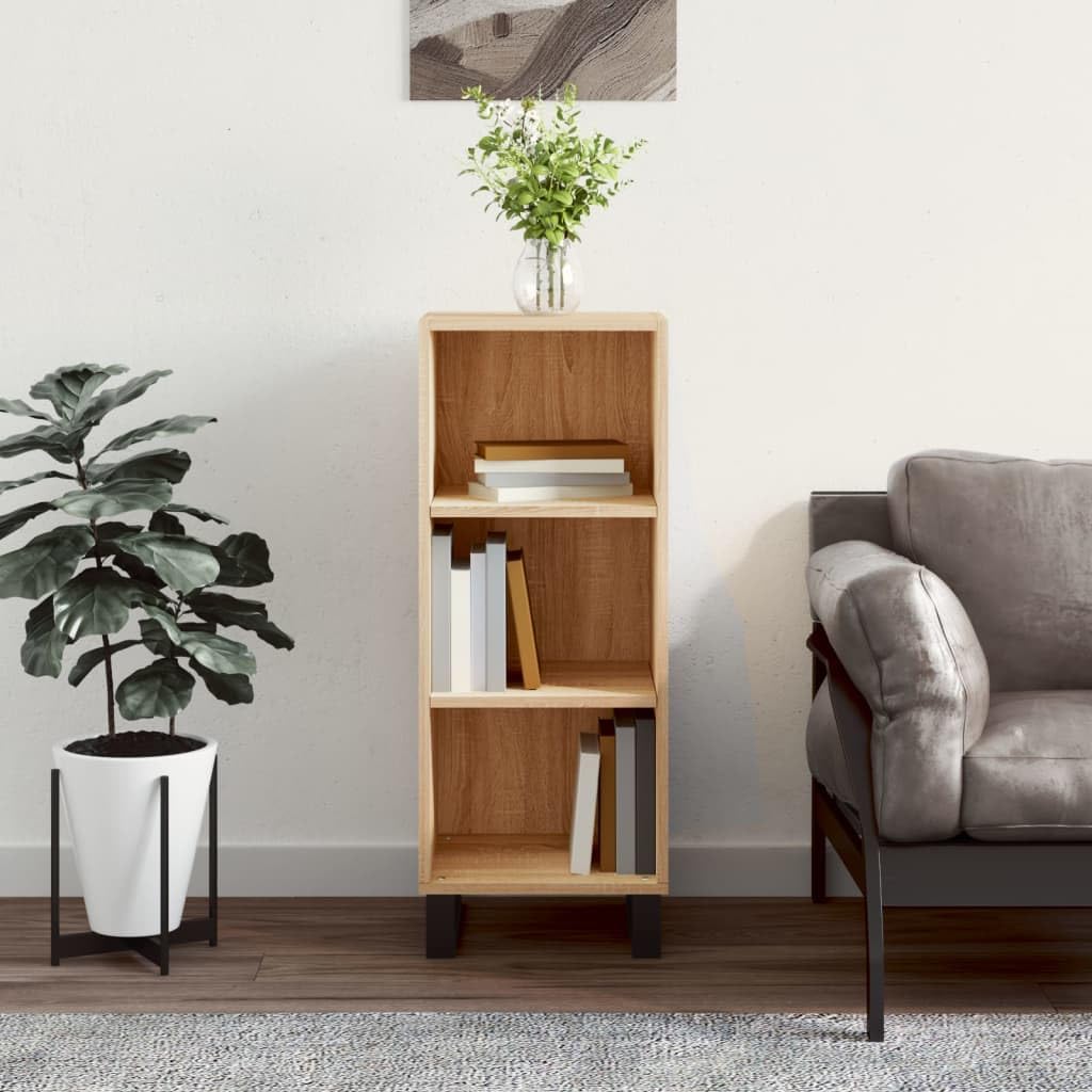 Sideboard Sonoma-Eiche 34,5x32,5x90 cm Holzwerkstoff mit viel Stauraum für Wohnzimmer Esszimmer Flur Büro und mehr, platzsparendes Design, langlebiges Material, inklusive Wandhalterung
