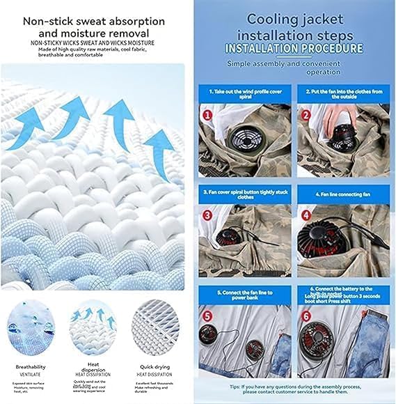 Burtle fan jacket, Japanese fan jacket, Fan vest, 3 Speed Adjustment for Hot Weather Work4