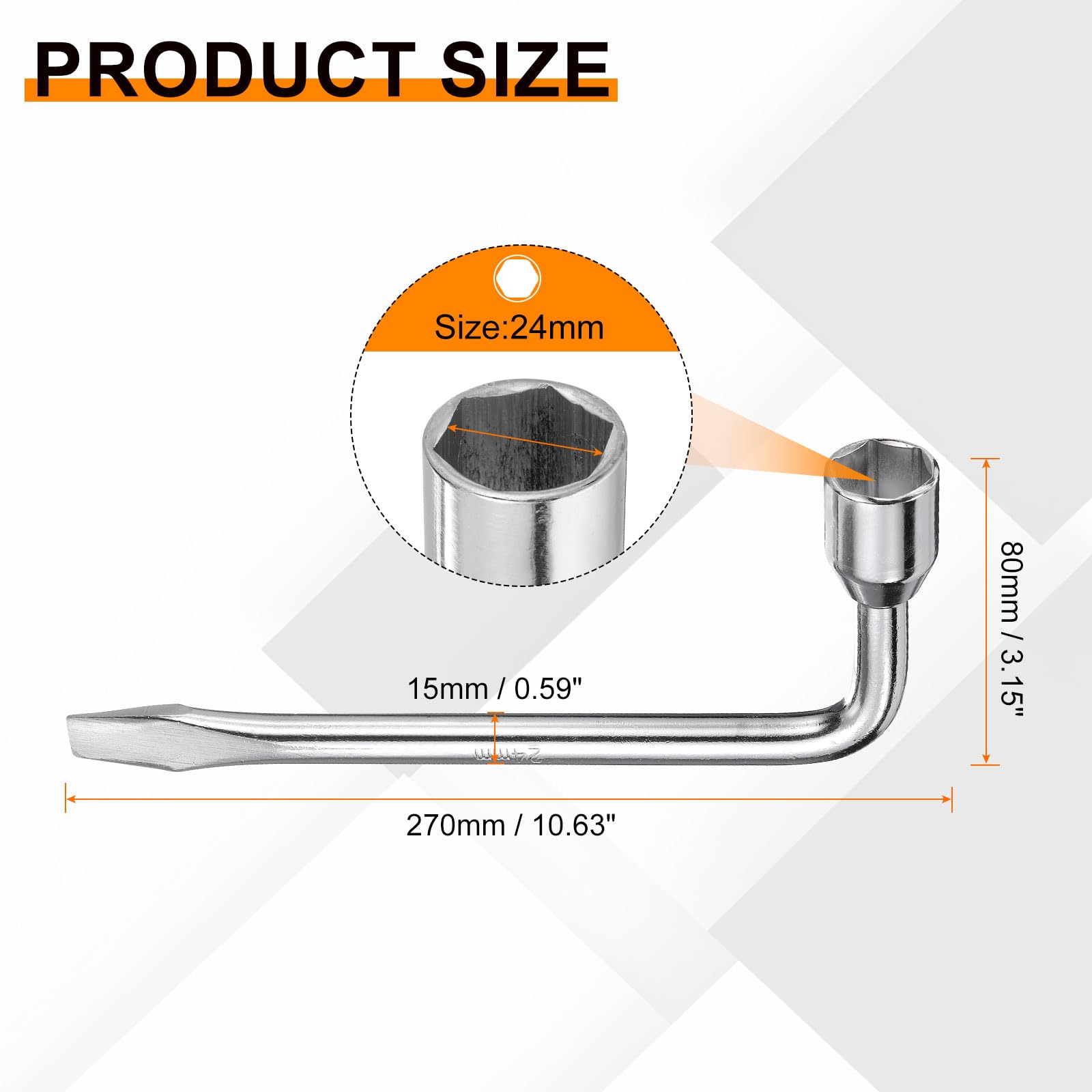 QUARKZMAN Clé À Roue De Secours Pour Voiture 24mm Acier Carbone Type Embout Fendu Hexagonal Clé À Douille En Forme De L Outil De Réparation De Pneu Pour Réparation Automobile