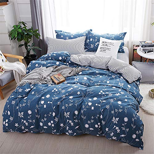 DOTBUY Parure de lit, 4 pièces Housse de Couette Microfibre Confortable Ensemble de Literie Chambre à Coucher Élégant Classique Lit Imprimé Draps Taies d'oreiller (180x220cm (1.8m), Fleur de Vigne)