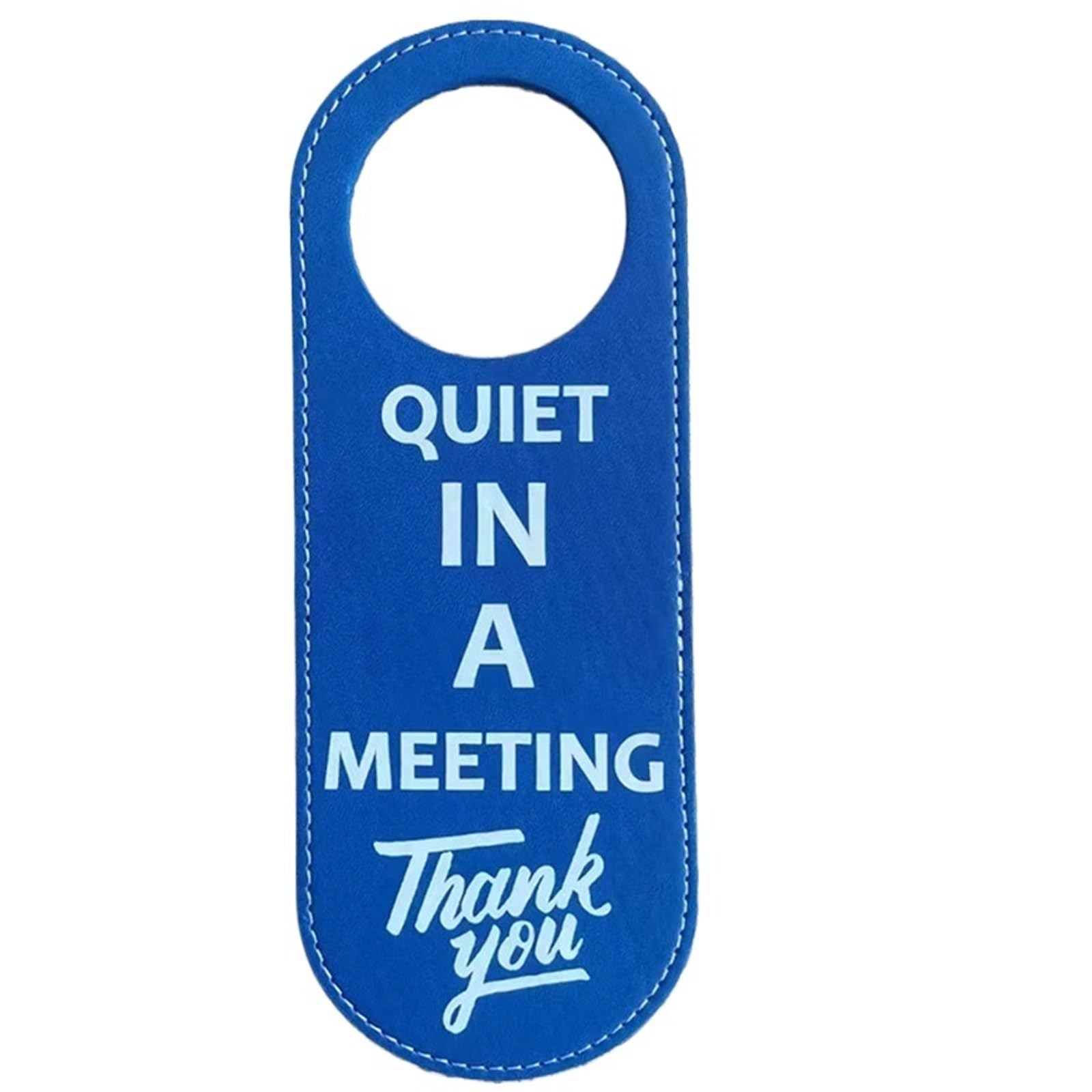 Door Handle Hanging Sign Bulletin Board PU Leather Double-sided Door Sign Room Cleaning Label Hanger Tags Do Not Disturb Signs Knobs(Blue)