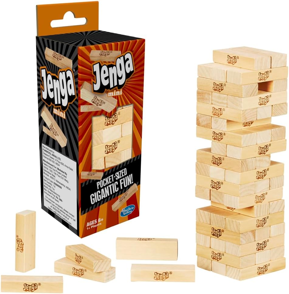 Hasbro Gaming Jenga Junior Game, Original Hardwood Blocks Stacking Tower, Toys for Kids Ages 6 and Up, 1 or More Players, Family Games, Birthday Gift for Kids