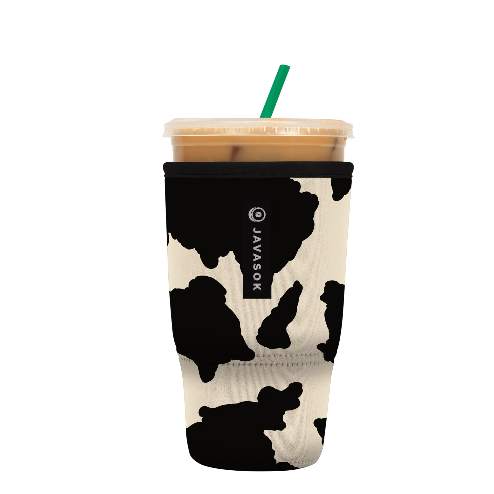 Sok It JavaSok Iced Coffee &amp; Cold Soda Insulated Neoprene Cup Sleeve (Cow Print, Large: 30-32oz)